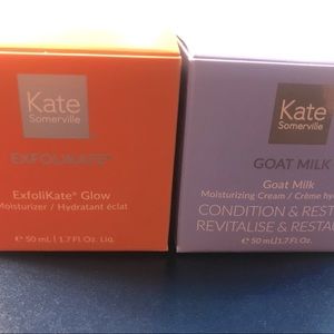 KATE SOMERVILLE duo exfolikate and goat milk moisturizers 1.7 fl oz each